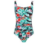 Aidotop Womens One Piece Swimsuit Tummy Control Swimwear with Retro Ruched Monokini Bathing Suits（68Red Green Leaf,XXL）