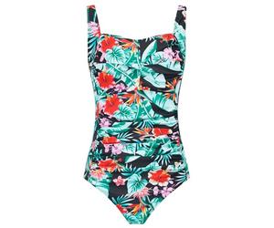 Aidotop Womens One Piece Swimsuit Tummy Control Swimwear with Retro Ruched Monokini Bathing Suits（68Red Green Leaf,XXL）