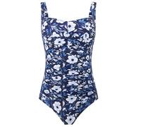 Aidotop Womens One Piece Swimsuit Tummy Control Swimwear with Retro Ruched Monokini Bathing Suits(73Blue White Flower,XXL)