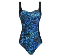 Aidotop Womens One Piece Swimsuit Tummy Control with Ruched Monokinis Tribal Swimsuits (13Blue Leopard, XL)
