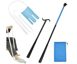 Aids for Putting On and Off,Socks Aid Tool with Soft Grips,Sock Dressing Aids Set with 1 Aid & 3 Shoe Horn, Long Shoe Horn for Limited Mobility Men Women and Seniors