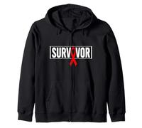 Aids Survivor Hiv Red Ribbon Aids Warrior - World Aids Day Zip Hoodie