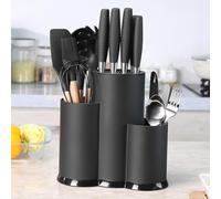 AidSci Universal 3-in-1 Round Kitchen Knife Block, Black