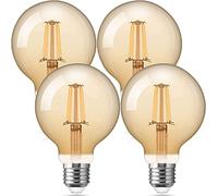 AidSci Vintage Edison Light Bulb, G80 Globe Filament LED Bulb E27 Edison Screw Base 6W (60W Equivalent) 600LM 2700K Retro Antique Old Fashioned Style Warm White Edison Lamp | 4-Pack Golden Tinted