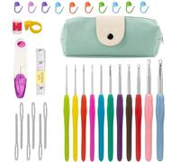 AidShunn 11PCS Crochet Hook Set, Ergonomic Crochet Hooks Kit 2mm-8mm for Beginners, Complete Knitting & Crocheting Supplies with Storage Bag, Tapestry Needles, Stitch Markers, Scissors, Tape Measure
