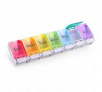 AidShunn 7 Day Pill Box Organiser, Weekly Pill Box, 1 Times a Day | Tablet Box, Push Button Pop Open Lids, 7 Colours, Travel Pill Case for Vitamins, Supplements & Medicine