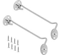 AidShunn 8 Inch Hook and Eye Latch, 2 Pcs 200mm Silver Gate Hook Stainless Steel Cabin Hook, Hook Eye Latch Door Lock Hook Lock, Latch for Wooden Gates, Window Brace Gate Door Catch (8inch/200mm)