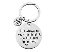 AidShunn Dad Mom Keychain, Stainless Steel 'I'll Always be your little girl. You'll always be my hero' Pendant for Father's Day, Birthday, Christmas, or Thanksgiving