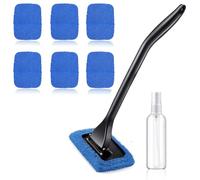 AidShunn Long Reach Windscreen Cleaner - 1 Pack Long Handle Windscreen Cleaner with 7 Washable Microfiber Pads, Car Window Cleaner - Ideal for Fog Moisture Removal (Blue)