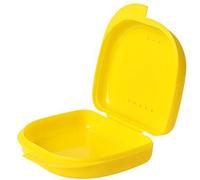 AidShunn Retainer Box Denture Cleaner Case Teeth Retainers Denture Bath Slim Orthodontic Dental Case for Bleaching Trays,Mouth, Guard, Brace, Ear Plugs, Chewies (Yellow)