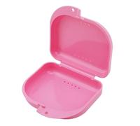 AidShunn Retainer Box Denture Cleaner Case Teeth Retainers Denture Bath Slim Orthodontic Dental Case for Bleaching Trays,Mouth, Guard, Brace, Ear Plugs, Chewies (Pink)