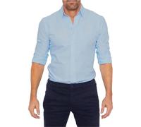 AIDTFUIEY Mens Casual Shirts Long Sleeve Hidden Zipper Fake Button Down Regular Fit Breathable Lightweight Fashion Shirts for Daily Wear Office Commute (Dark Blue, XXL)