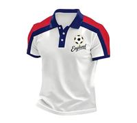 AIDTFUIEY World Cup 2026 Football T-Shirt Collared Neck Button Down Shirts Clear Printed Lightweight Tops Stretchy Jersey Poloshirt for Football Fans (Blue, M)