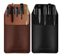 Aidunmis Pocket Protector, Leather Pen Holder Organizer Pouch for Shirts Lab Coats Pants Sleeve - Multi-Purpose Holds Pens Pointers Pencils and Notes Card (Brown, Black), 2 Count (Pack of 1)