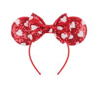 AIDVPOD Valentines Mouse Ears Headband Sequins Heart Bow Hair Bands Red Valentine's Day Headbands for Women Festive Party Hair Accessories