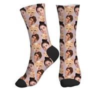 Aiebill Custom Dog Photo Socks - Personalized Pet Face on Paws and Bones