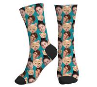 Aiebill Custom Pets Photo Socks - Personalised Put Your Pet Face on Paws Bones Socks