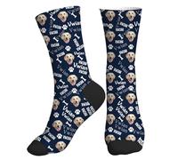 Aiebill Custom Pets Photo Socks - Personalised Put Your Pet Face on Paws Bones Socks