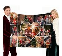 Aiebill Custom Picture Blanket with Heart Layout, 15 Photo Collage Personalized Throw for Couple or Friend