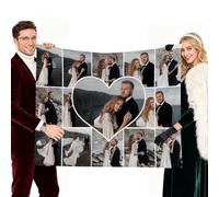 Aiebill Personalized Gift Hearts Picture Blanket, Custom Memory 15 Photo Blanket for Love Ones New Year Valentine's Day Anniversary