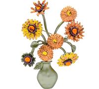 AIEDE Van Gogh Sunflower Chrysanthemum Artist Series Brooch Pin Costume Decorative For Men Women, Metal, botswana agate