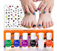 Aieenjor Halloween Kids Nail Polish Set for Girls, Spooky Ghost Vampire Castle Nail Art, Water-Based Peel-off Quick Drying Nail Varnish, Halloween Party Favors Gifts for Toddler Girls