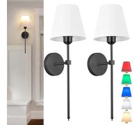 Aiehnid Battery Operated Gooseneck Wall Light Bend Pipe Wall Sconce Adjustable Angle Lighting Fixture，with Remote Dimmable LED Bulb for Farmhouse Interior Wall Decor (BK)