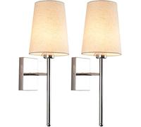 Aiehnid Battery Operated Wall Light Set of 2，with Remote Control Dimmable Not Hardwired Wall Sconce Fixtures，Battery Powered Eye Protection Wall Lamp No Wiring Required (Color : Chrome)