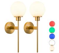 Aiehnid Battery Operated Wall Sconces Light Set of 2 - Modern Wireless Wall Lamps with Remote Control for Bedroom, Living Room, Bedside (Gold)