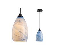 Aiehnid Glass Shade Battery Operated Pendent Light，Not Hardwired Remote Control Ceiling Hanging Light，Battery-Powered Chandelier with Dimmable Bulb，for Farmhouse, Dining Table, Bar