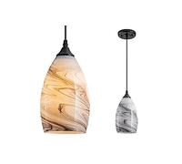 Aiehnid Glass Shade Battery Operated Pendent Light，Not Hardwired Remote Control Ceiling Hanging Light，Battery-Powered Chandelier with Dimmable Bulb，for Farmhouse, Dining Table, Bar