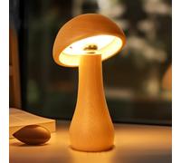 AIEHOUSE LED Cordless Bedside Touch Table Lamp, Small Wood Mushroom Light, Portable Dimmable Battery Mushroom Lamp for Bedroom Nightstand