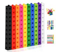 aieieii 100 PCS Maths Cubes for Kids, Number Blocks Toys for Kids Counting Cubes with 10 Colour Linking Cube with 2 Stickers, Counting Blocks Maths for Children Suitable for Families and Schools
