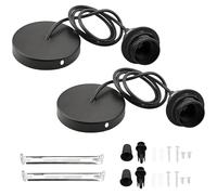 aieieii 2 PCS Black Light Fittings, E27 Lamp Holder Light Fittings with100CM Adjustable Cable, Ceilings Black Ceiling Rose Modern Industrial Style Ceiling Chandelier Accessories