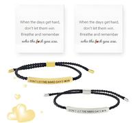 aieieii 2 PCS Dont Let The Hard Days Win Bracelet, Adjustable Don't Let The Hard Days Win Bracelet with Motivational Card, Strength Bracelets for Womens Inspirational Gifts for Womens
