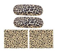 aieieii 2 Pieces Leopard Print Hard Glasses Case for Women, Fashionable Glasses Case Hard Shell with Cleaning Cloth for Home Travel or Office Mothers Day Gifts Lightweight Easy To Carry