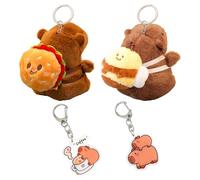 aieieii 4 PCS Capybara Keyring Set, Cute Plush Keychain Collection Backpack Charm Design Capybara Gifts, Exquisite Plush Keyring Accessories Hanging Decor Gift to Friends Familys