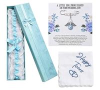 aieieii 5 Pcs Something Blue for The Bride to Be Gifts Set, Bride To Be Decorations Garters for Brides Wing Pendant Bouquet Charm, Bridesmaid Gift Garter Something Blue Handkerchief Decorations