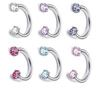 aieieii 6 Pcs Silver Nose Rings for Women Kit, Horse Shoe Nose Ring Septum Piercing Jewellery, Shining Horseshoe Piercing Nose Ear Eyebrow Lip Punching Jewellery for Women Men