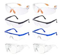 aieieii 8PCS Clear Safety Glasses for Work Set, Safety Goggles over Glasses, Eye Protection Glasses, Protective Glasseset Lab Goggles Science Goggle for Laboratory Construction and Cycling