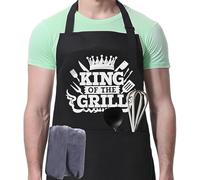 aieieii BBQ Aprons for Men, Adjustable Mens Aprons for Cooking Funny Chef Aprons for Men, Masterchef Apron with Pockets Suitable for Giving to Sons Husbands Fathers Uncles