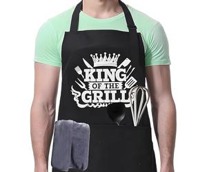 aieieii BBQ Aprons for Men, Adjustable Mens Aprons for Cooking Funny Chef Aprons for Men, Masterchef Apron with Pockets Suitable for Giving to Sons Husbands Fathers Uncles