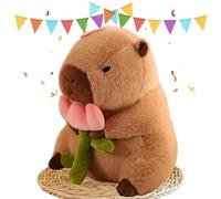 aieieii Capybara Plush Toy With Flower Design, Charming Capybara Soft Toy 23cm, Cute Toys Soft Unique Animal For Festival Special Occasions Home Decor Birthday Gift Giving, Age 15+