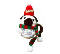 aieieii Christmas Cute Stuff, Emotional Support Crochet Gift Xmas Positive Dog Positive Crochet Animals with Inspirational Card, Knitted Doll Gift for Party Decoration Birthday Easter Christmas