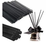 Aieino 100pcs Black Fibre Reed Diffuser Sticks, 25cmx4mm/9.8inch Aroma Diffuser Replacement Refills Stick Durable Eco-Friendly Trimmable for Room Fragrance Essential Oils, Home, Bathroom, Office, Gym