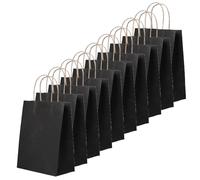 Aieino 10pcs Paper Gift Bags with Twist Handles - 16x8x22cm Multipack Party Bags for Kids Adults Small Kraft Presents Bag for Birthday, Wedding, Christmas, Shopping, Black
