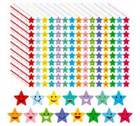 Aieino 1500pcs Star Stickers for Children - 10mm Reward Sticker 15 Assorted Cute Smile Face Chart Labels for School, Teacher Supplies, Students Motivational Praise