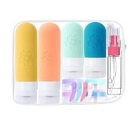 Aieino 16PCS Travel Bottles for Toiletries with Labels, Refillable Silicone Squeezable Bottle Leakproof Empty Liquid Containers Portable for Holiday Gym Cosmetic Shampoo Lotion Conditioner(BPA-free)