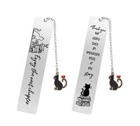 Aieino 2 PCS Cat Bookmarks for Women Men, Stainless Steel Funny Bookmark Metal Inspirational Book Marker Cute Book Accessories for Birthday, New Term, Graduation, for Lovers, Readers, Friends