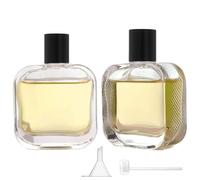 Aieino 2PCS 50ml Clear Perfume Atomiser Refillable - Portable Perfume Bottle with Funnel and Dispenser Lid with Bow Decoration Fragrance Atomisers Spray Bottles for Replacement, Dispensing(Black Lid)